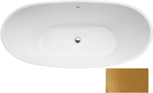 Besco Ayla Glam wanna wolnostojąca owalna 170 x 80 cm maskownica syfonu z przelewem czarna #WA-170-AYZC, złota