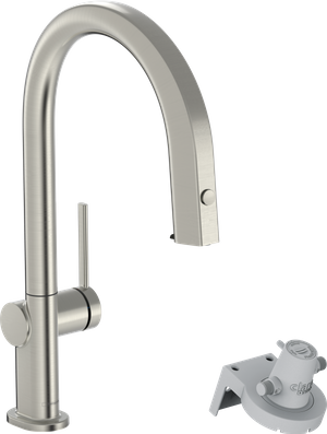 Hansgrohe Aqittura M91 FilterSystem 210, wyciągana wylewka, 1jet Stal Szlachetna Finish 76803800