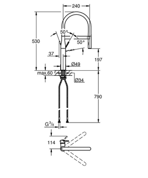 Grohe Essence - jednouchwytowa bateria zlewozmywakowa brushed hard graphite / czarny 30294AL0