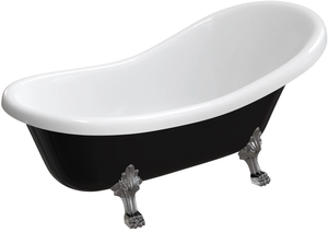 Omnires Atena Comfort M+ wanna wolnostojąca 175 x 82 cm biały/czarny połysk ATENA174BCP