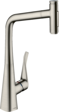 Hansgrohe Metris Select M71 Jednouchwytowa bateria kuchenna 320, wyciągana wylewka, 2jet, sBox Stal Szlachetna Finish 73816800