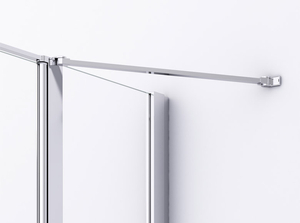 Sanswiss drzwi wahadłowe dwuczęściowe ze ścianką stałą w linii 140x200 cm, szkło Lines, profile BLACK LINE D22T32100400688